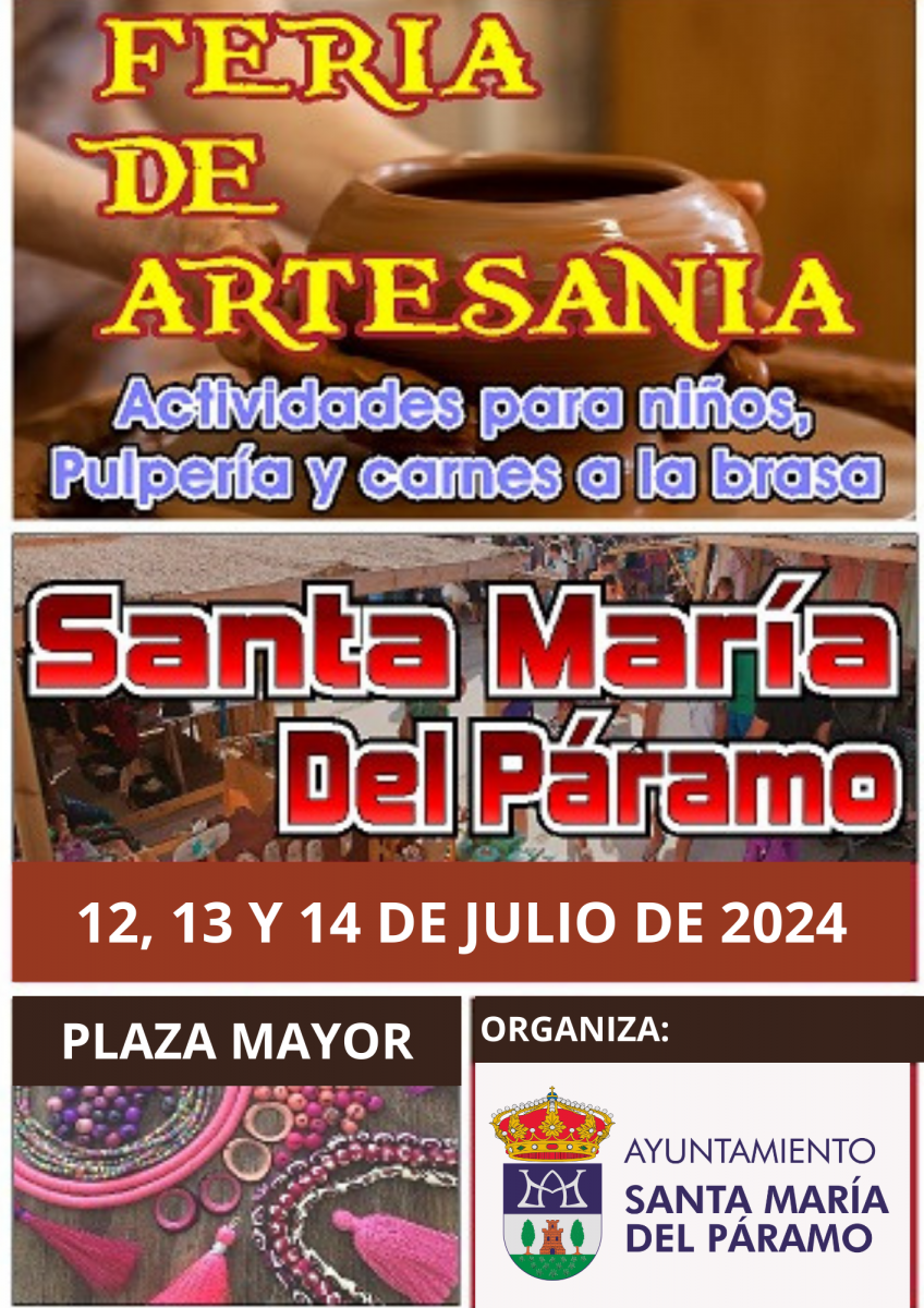 Feria Artesanía 12. 13 y 14 de julio de 2024